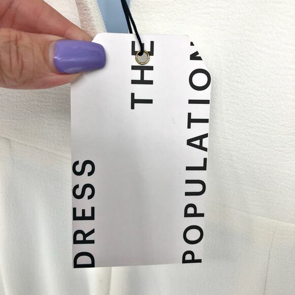 DRESS THE POPULATION Sandra Trumpet Gown Dress Small White Stretch Crepe NWT - Picture 11 of 13